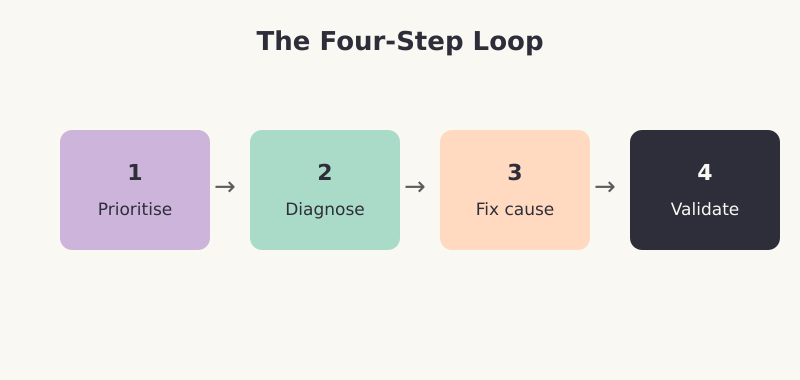 Four-step process to prioritise, diagnose, fix, and validate crawl errors